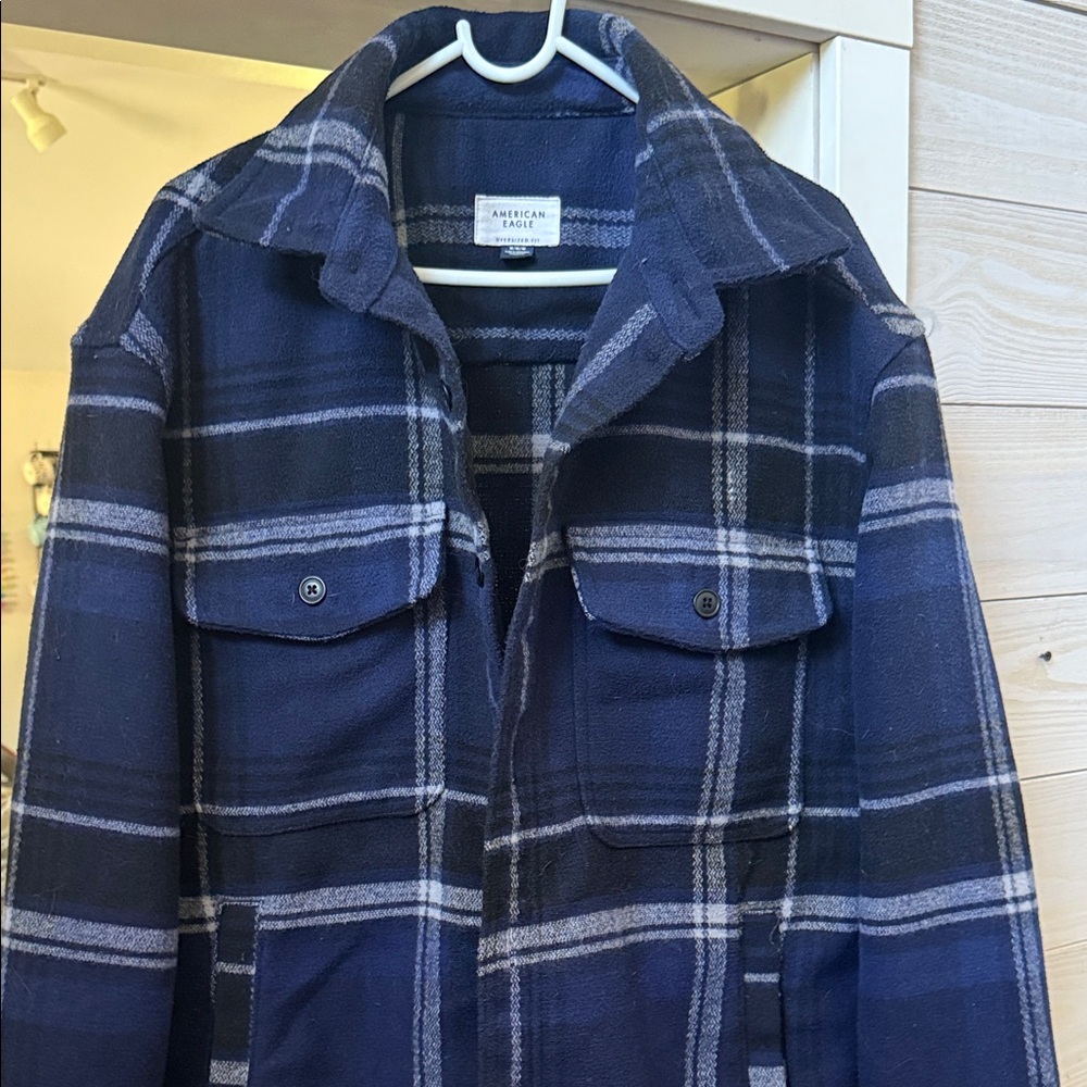 American Eagle Outfitters Blue Lightweight Shirt Jacket